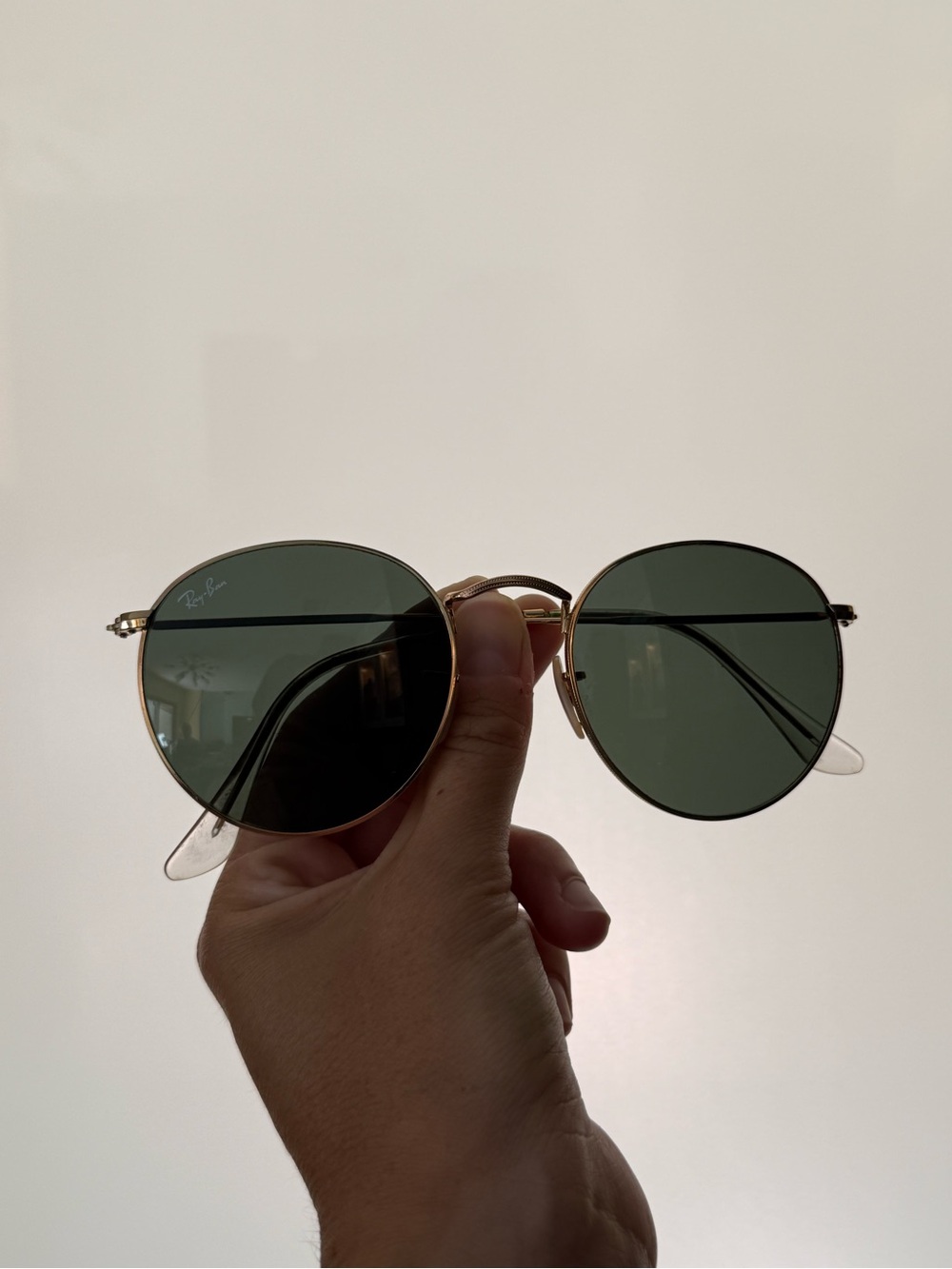Ray-Ban Gold Frame Sunglasses with Green Lenses